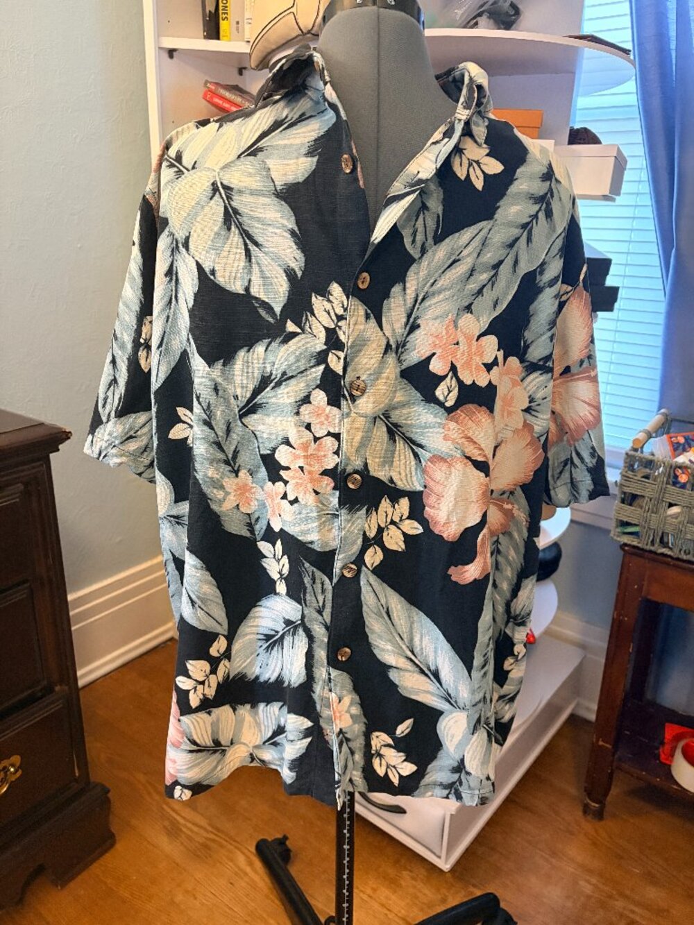 Island Republic Mens XL Silk Hawaiian Shirt Tropical Aloha Coastal Vacation Camp